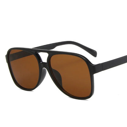 Vintage Oversized Sunglasses Women Retro Big Frame Square Glasses with Pouch Black Yellow