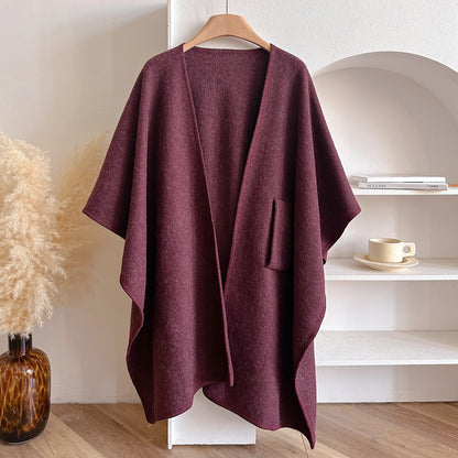 Warm Womens Poncho - Draped Cape Knot, Cashmere Pashmina