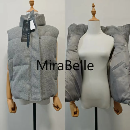 Warm Women's Puffer Vest - Boxy Quilted Polyester Winter