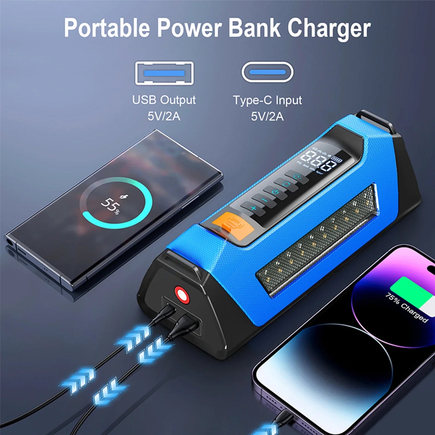 Auto Starthilfe Tragbare Powerbank 12V Mit Luftkompressor 6000A Spitzenwert Notstart 180 PSI Ablauf 2025