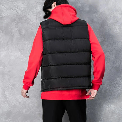 Warm Slim Men’s Puffer Vest - Stand Collar, Polyester, Casual