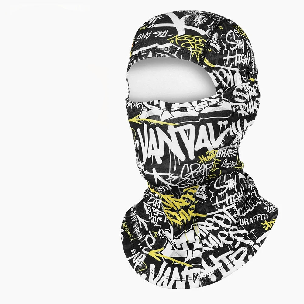 Balaklava med graffiti-tryk ansigtsmaske termisk hovedbeklædning til vinter nødvendigheder 2026 udendørs cykling varm