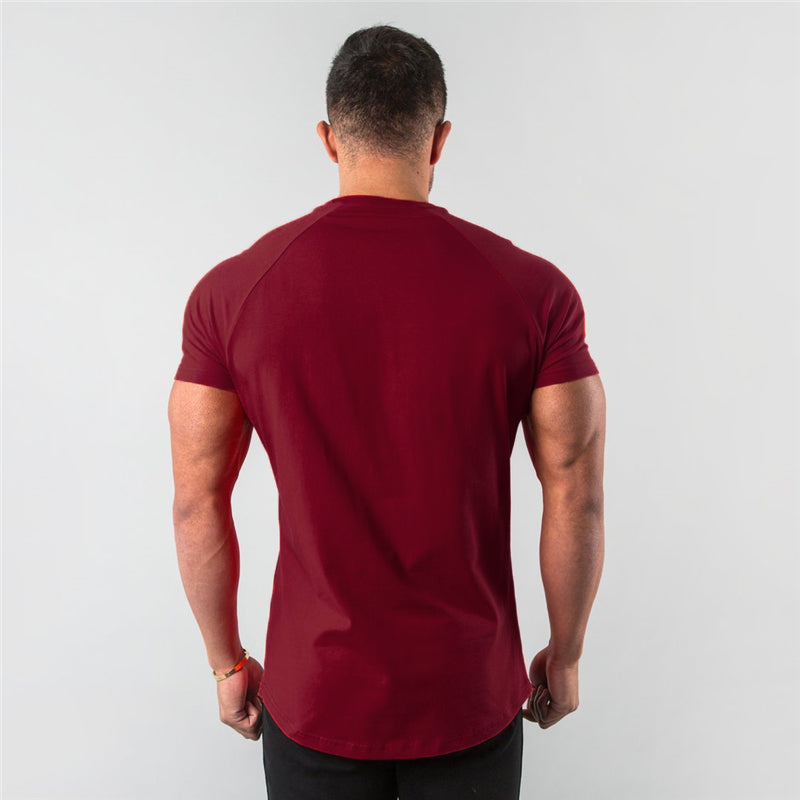 Breathable slim fit men's gym t-shirt – short sleeve, cotton blend, for workout & casual wear