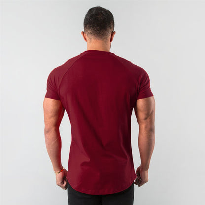 Breathable slim fit men's gym t-shirt – short sleeve, cotton blend, for workout & casual wear