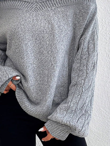 Blød Kvinde Off-Shoulder Rullekrave Sweater - Oversized Strik