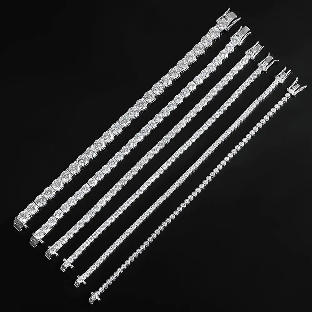 Moissanite 2mm tennisarmbånd i sterlingsølv hvitt