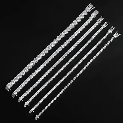 Moissanite 2mm tennisarmbånd i sterlingsølv hvitt