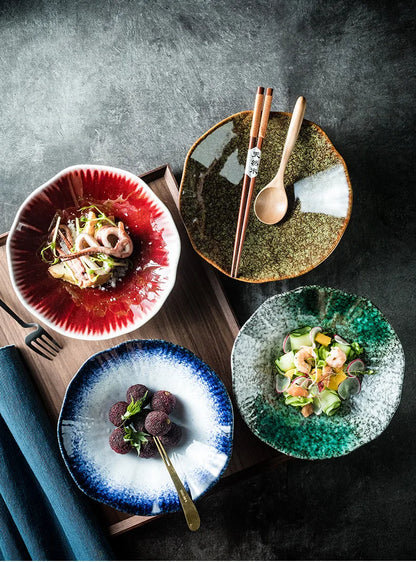 Ciotola per noodle in ceramica giapponese motivo loto ciotola per insalata