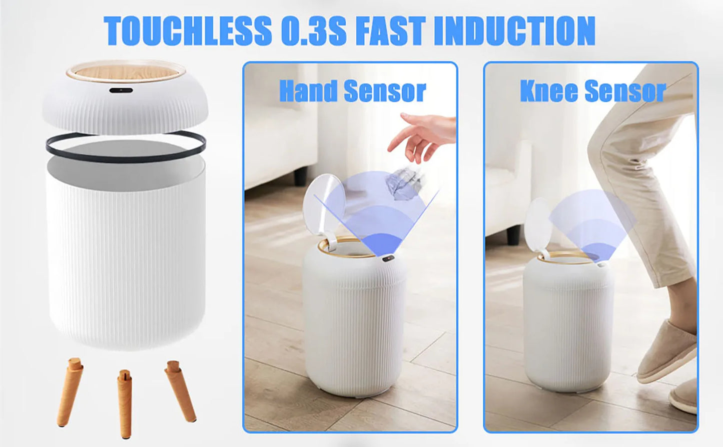 Motion Sensor Trash Can Small Plastic Smart Bin Hands Free