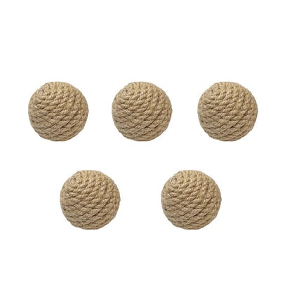 5PCS Handmade Sisal Cat Sounding Balls - Interactive Toy for Kittens