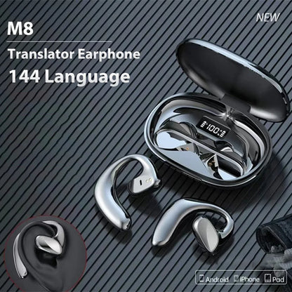 M8 Translator Earbuds - 144 Language Two-Way Device, 97% Accuracy, Music & Calling Support