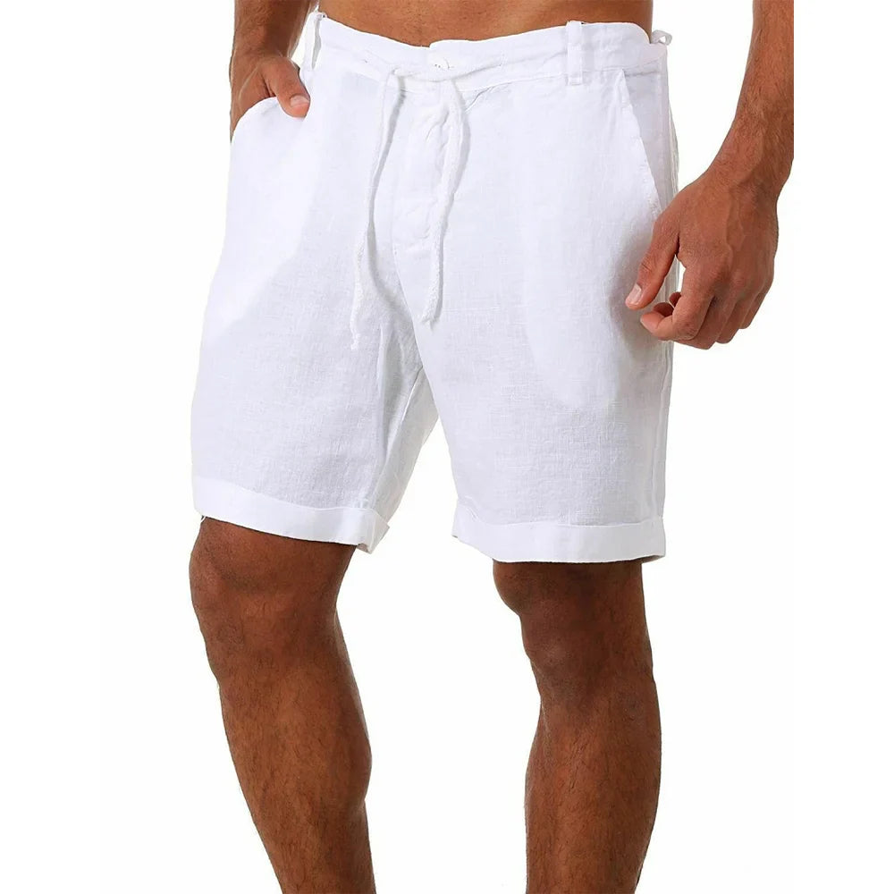 Lightweight Breathable Cotton Linen Summer Shorts for Men, Relaxed Fit Casual Beach Wear-3