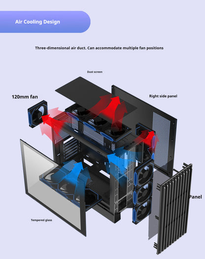 Boîtier PC avec côté en verre Support ATX M ATX ITX Radiateur 360mm