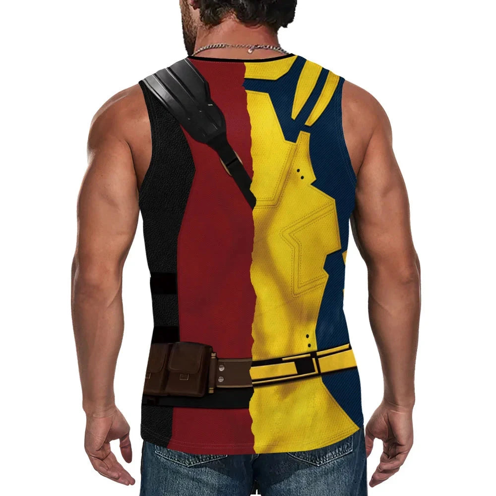 Deadpool & Wolverine Inspired Superhero Compression Tank Top - Workout Vest for Bodybuilding Perfect for Cosplay and Fitness Activities