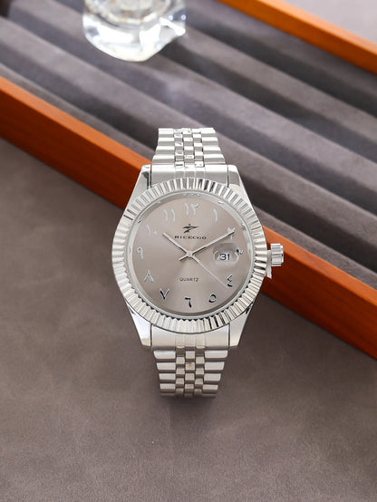 Men's Stainless Steel Date Watch Casual Business Style