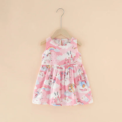 Soft girls’ dress - sleeveless a-line, assorted prints and patterns, cotton, for summer wear