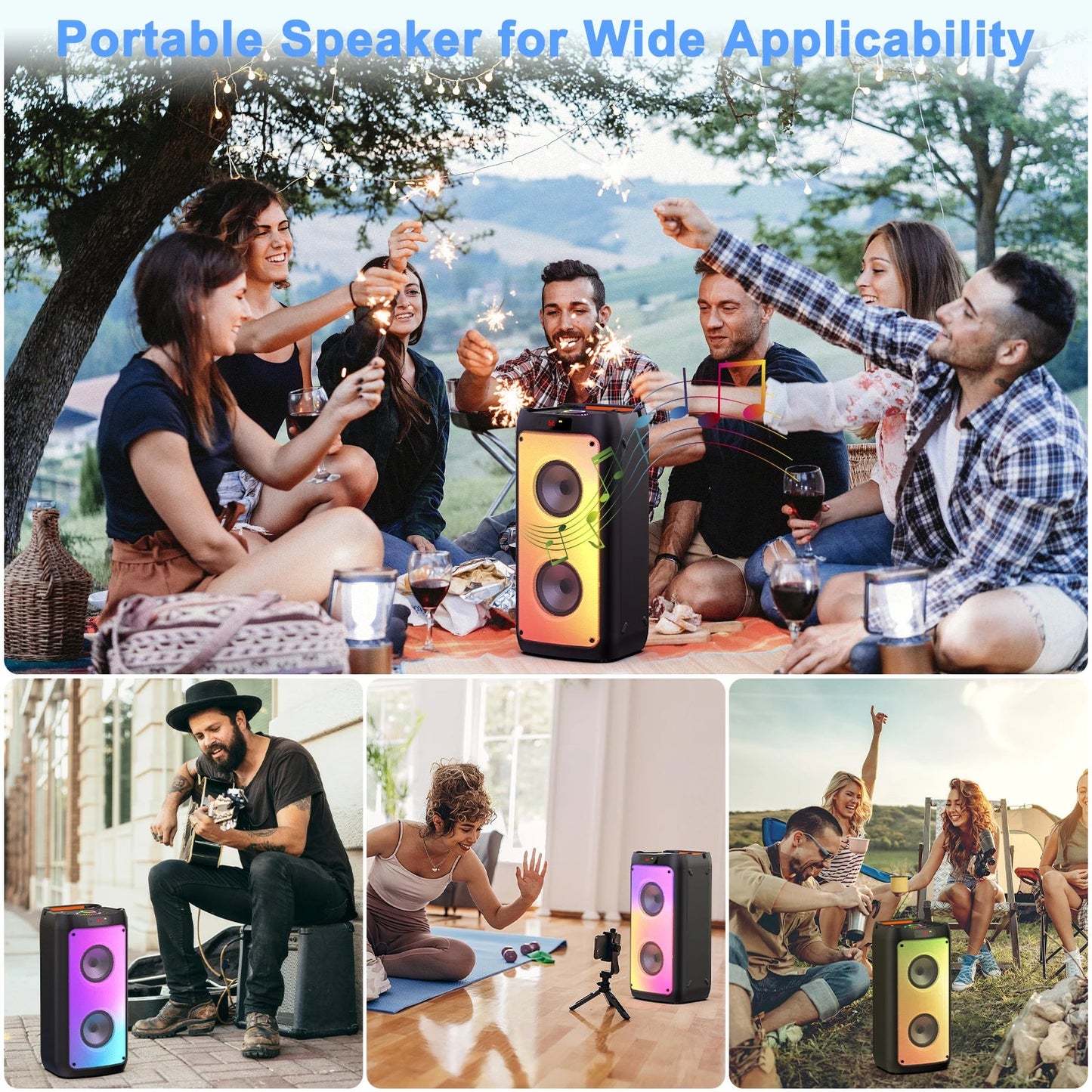 Bluetooth Speaker Karaoke Machine With 2 Microphones And LED Lights Home Party Sound System Fall 2025