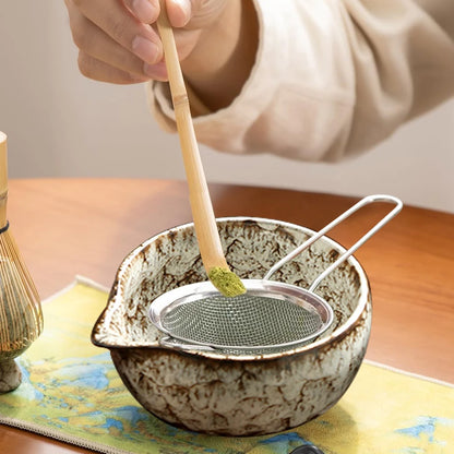 Matcha Tea Set Ceramic Bowls With Bamboo Whisk 6 Piece