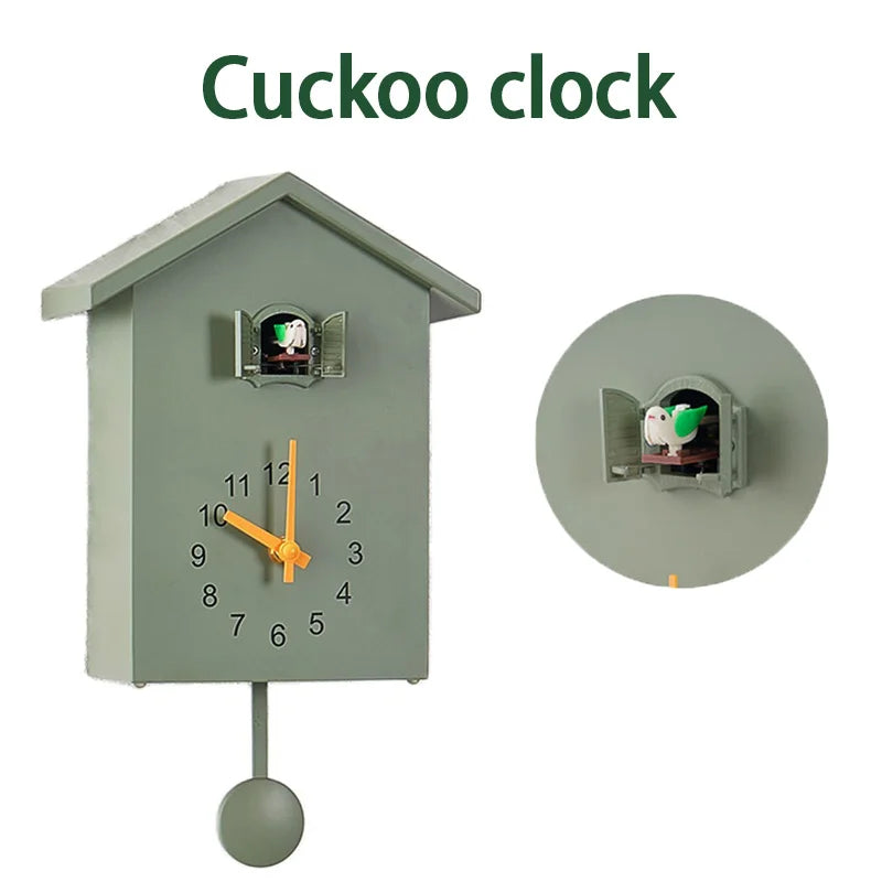 Cuckoo Wall Clock 20x25cm Muted Green Modern Hanging Home Clock Fall 2025 Whimsical Quartz Pendulum Gift