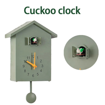 Cuckoo Wall Clock 20x25cm Muted Green Modern Hanging Home Clock Fall 2025 Whimsical Quartz Pendulum Gift