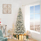 Slim 6.5 ft Prelit Frosted Artificial Christmas Tree with 250 Warm Lights & 864 Branch Tips, 30" Width, Metal Stand