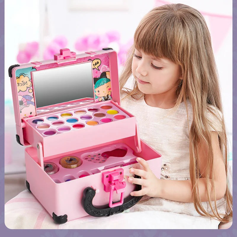 Kit de maquillage princesse pour enfants – Kit cosmétique sûr et non toxique avec rouge à lèvres et fard à paupières