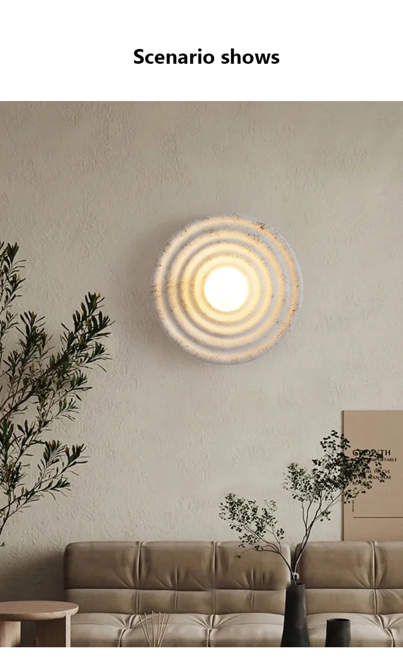 Japandi Wabi Sabi Round Wall Sconce Japanese Minimal LED Light