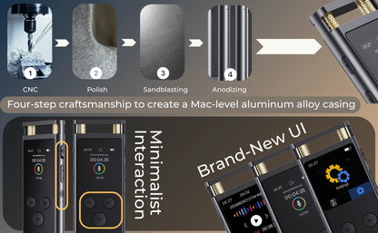 AI Voice Recorder 64GB Aluminum Dictaphone Transcribe