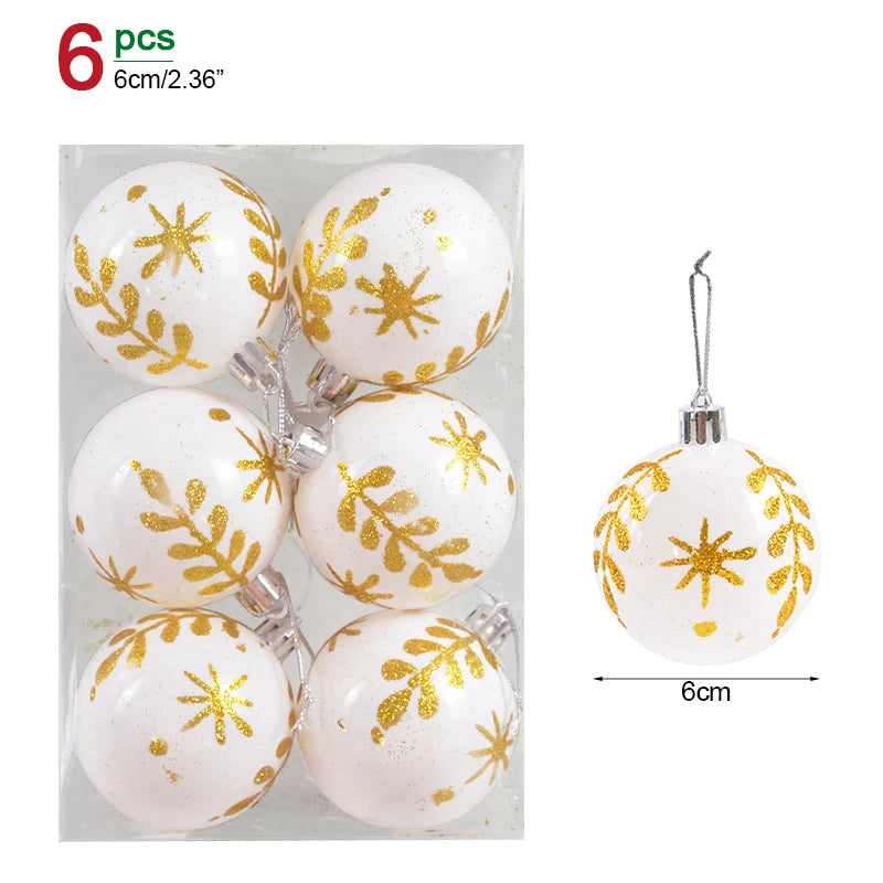 6cm Clear Glass Christmas Ornaments - 6-Pack Decorative Balls for New Year Tree, Perfect Holiday Gifts 2023