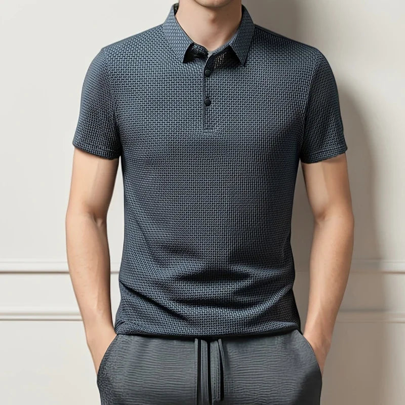 Breathable men's polo shirt – short sleeve, casual summer style, slim fit versatile top