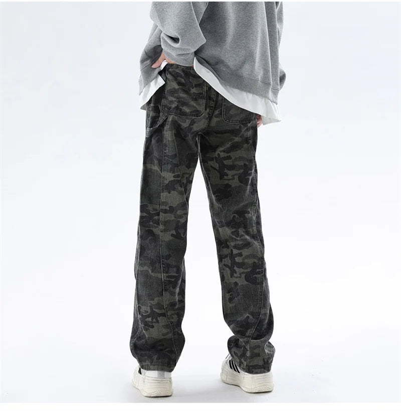 Jeans cargo para hombre de gran tamaño - denim recto y holgado