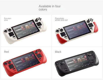 Funda para Steam Deck con envoltura de piel de vaca, agarre de cuero, carcasa rígida y soporte