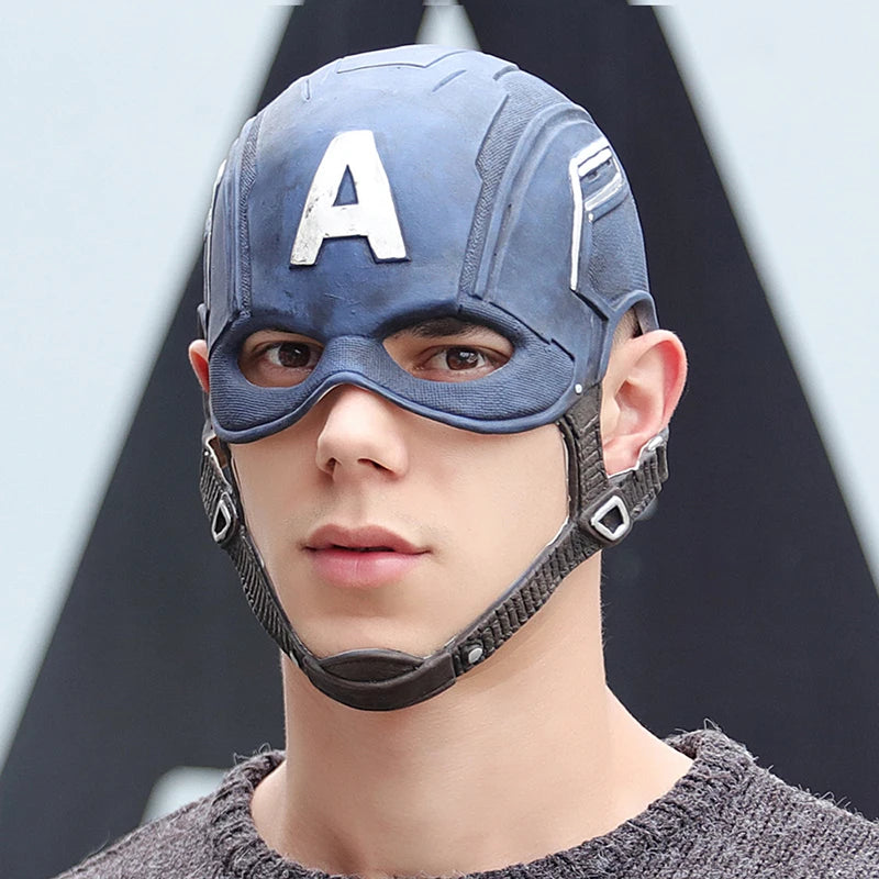 Captain America-cosplayhelm van plastic en latex, masker dat het hele hoofd bedekt, filmrekwisiet voor volwassenen, Halloween 2026