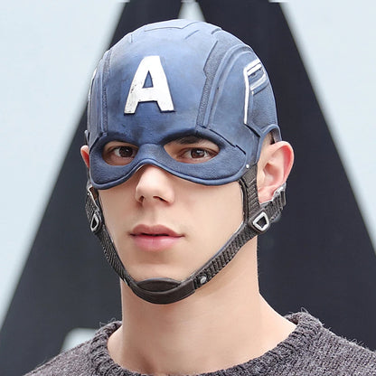 Captain America-cosplayhelm van plastic en latex, masker dat het hele hoofd bedekt, filmrekwisiet voor volwassenen, Halloween 2026