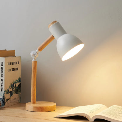 Eye Protection Small Table Lamp - Cute Macaron Wood Desk Lamp for Bedroom No Bulb