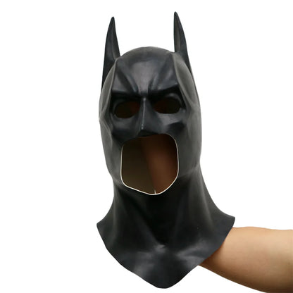 Black Batman Mask for Adults, High-Quality Latex Cowl for Halloween Cosplay and Costume Parties-3