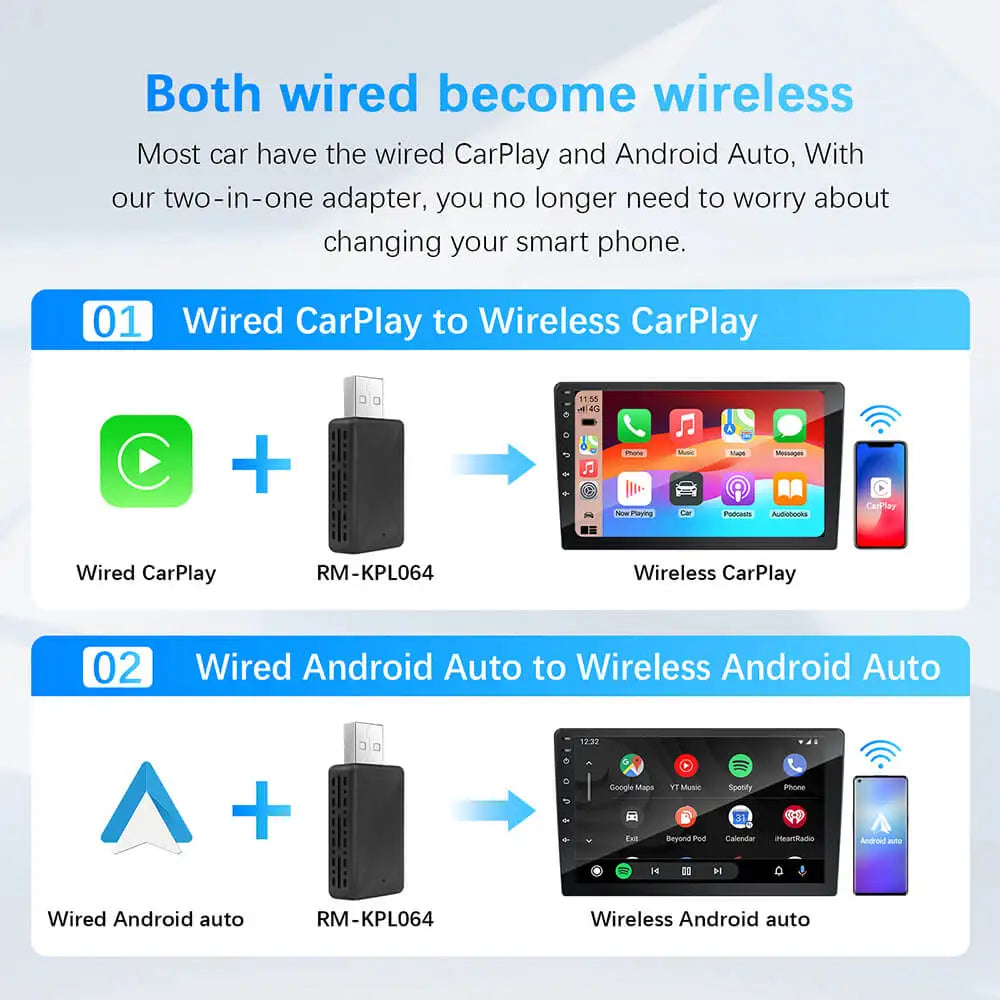 Wireless CarPlay AI Box 2in1 Android Auto Dongle Plug and Play Bilradio Opgradering 99 Procent Bilkompatibilitet Efterår 2025