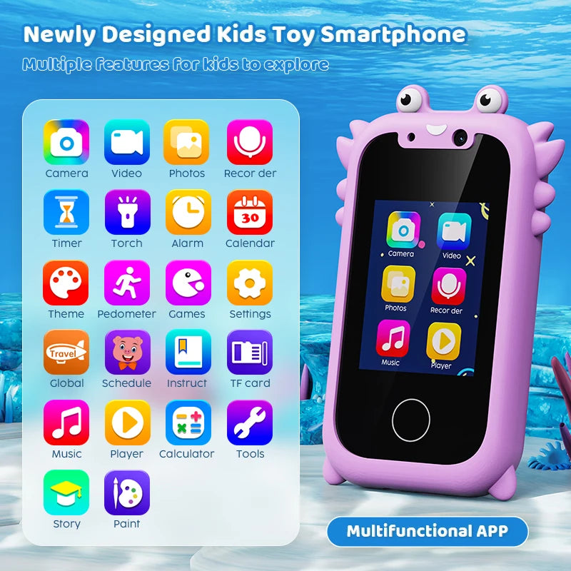 Interactive Kids Smartphone Toy - Educational Musical Player with Dual Camera, Touchscreen & 512MB Memory Card for Creative Learning