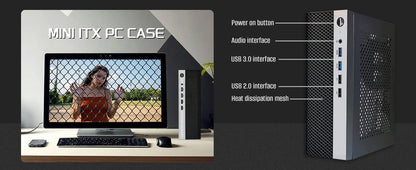 Boîtier Mini ITX HTPC Alimentation 1U Support Maille Compact Théâtre à Domicile