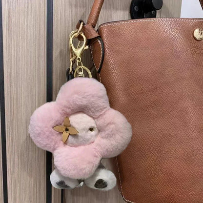 Sunflower Plush Keychain Bag Charm Pink Mini Cozy Gift