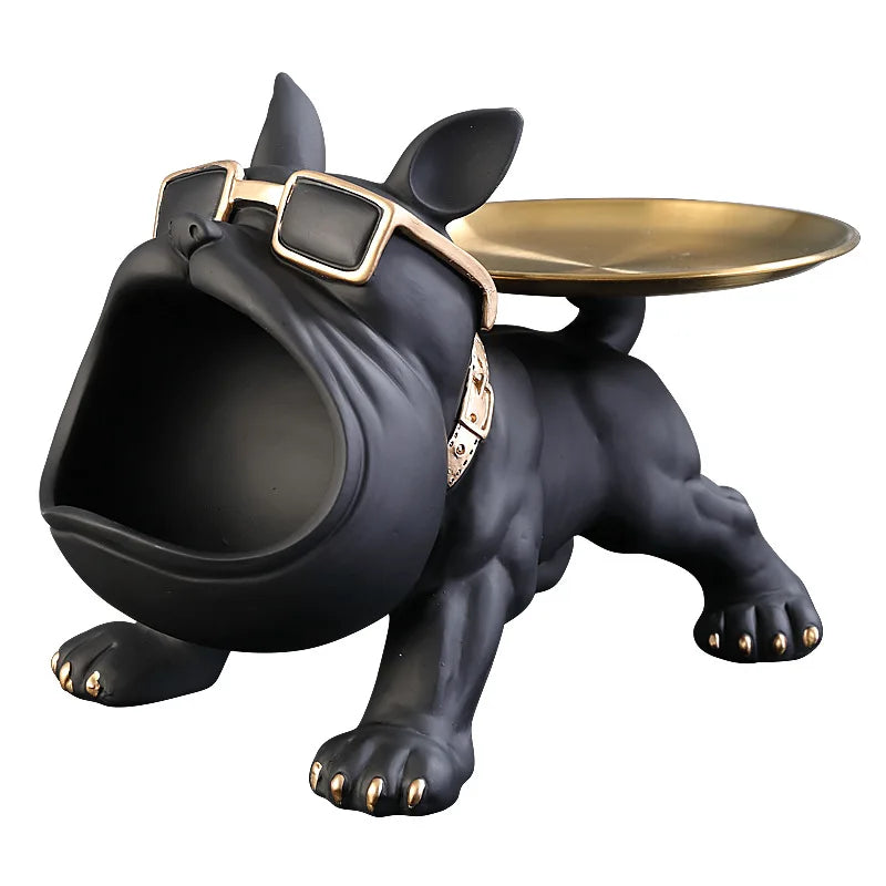 Dog Statue 30cm Bulldog Figurine Storage Box Resin Home Decor Fall 2025 Organizer Gift Idea