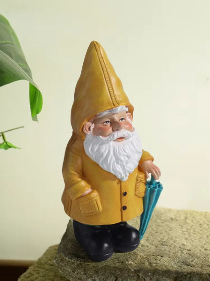 Statua Gnomo da Giardino con Ombrello Giallo Decorazione Prato Esterna Ornamento da Cortile in Resina Resistente alle Intemperie Autunno 2026