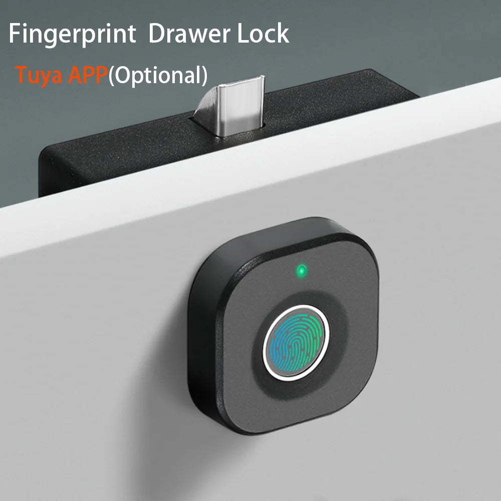 Fingerprint Cabinet Lock Black Keyless Smart Drawer Lock