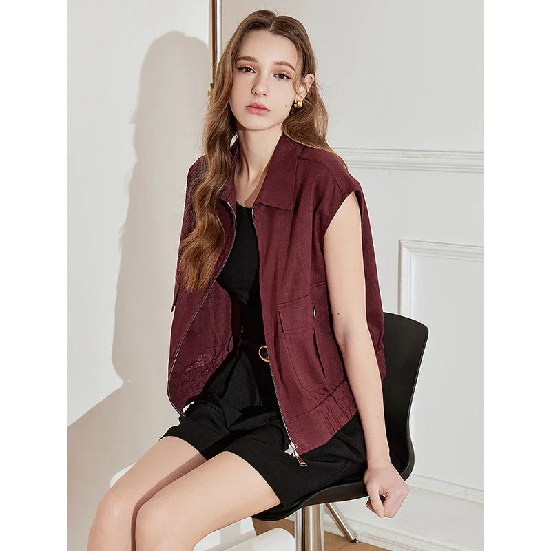 Lightweight Women's Sleeveless Jacket - Linen Cotton, Spring
