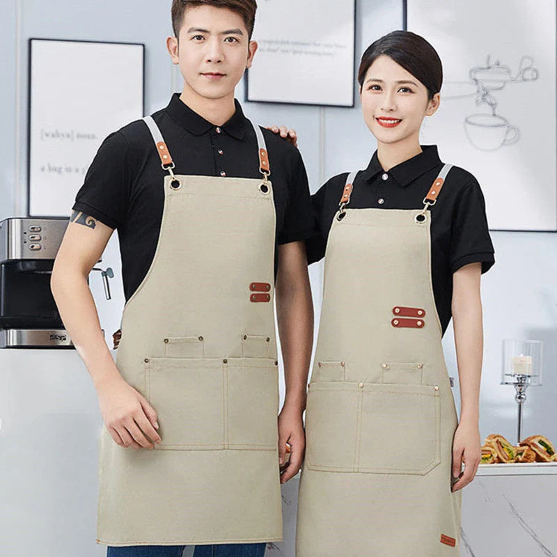 Canvas Apron Waterproof Bib Professional Cafe Catering Apron Fall 2025 Water Resistant Durable