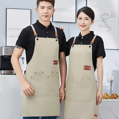 Canvas Apron Waterproof Bib Professional Cafe Catering Apron Fall 2025 Water Resistant Durable