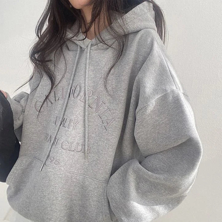 Oversized koselig hettegenser til dame - senkede skuldre, fleece