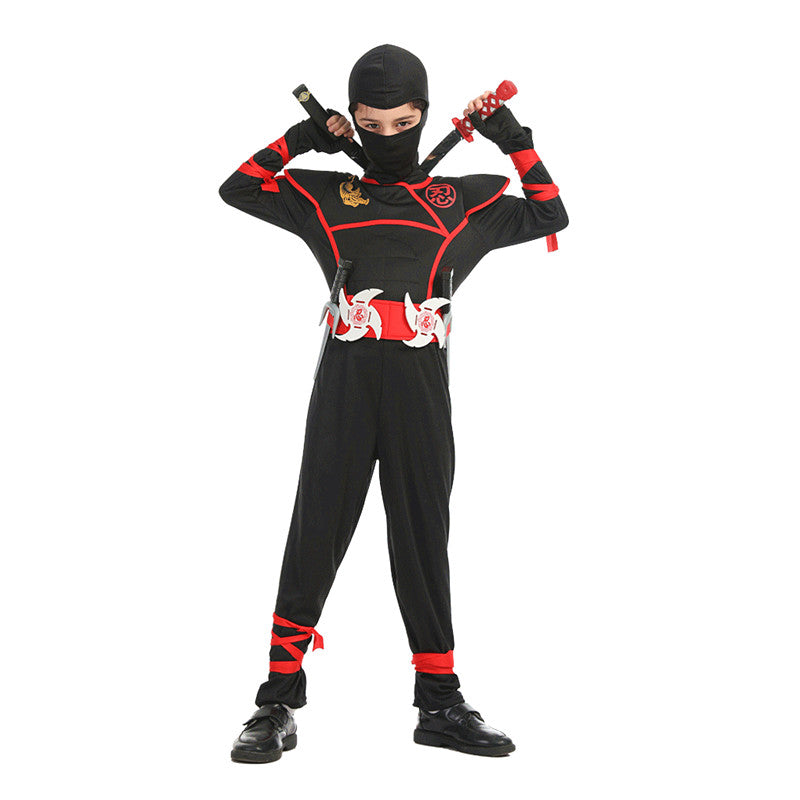 Halloweenkostuum voor jongens en meisjes als ninja, gespierde jumpsuit met accessoires van schuim en hoofddeksel 2026