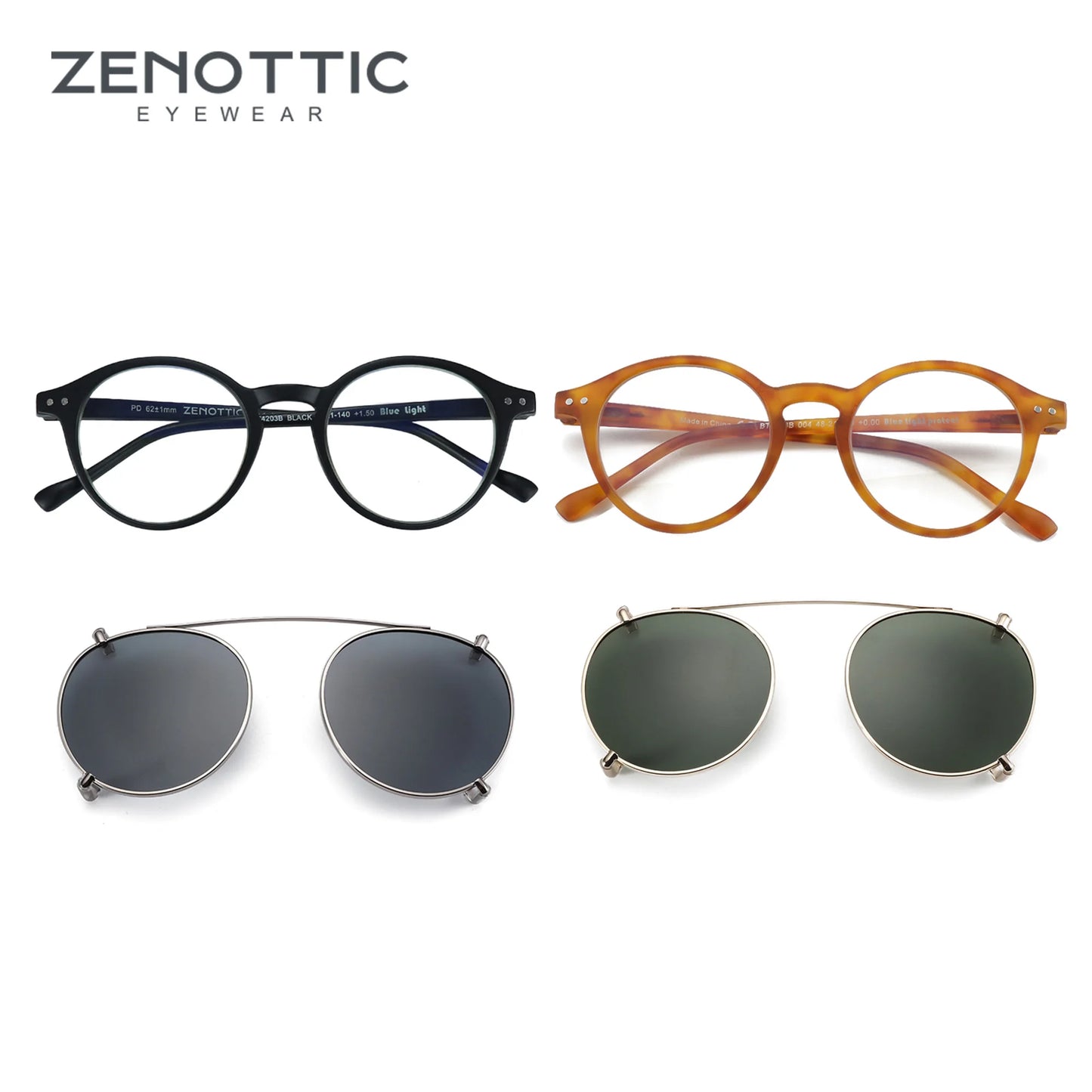 Clip-On Zonnebril Retro Ronde Monturen Anti Blauw Licht Polariserende Clip-Ons Zomer 2026