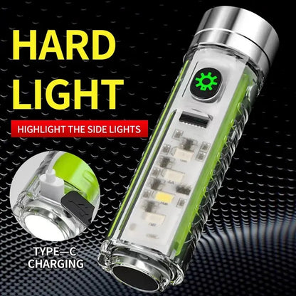 USB C Rechargeable LED MINI Keychain Flashlight with Magnet for Camping and Emergencies